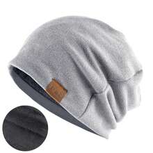 1 件针织帽柔软温暖纯色休闲品牌冬帽，非常适合秋季送礼 - 彩色 - 查看 6