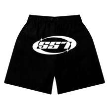 Bermuda Sweatpants Y2K SS7 Trap Streetwear 100% Cotton Shorts Men Women Unisex - 黑色 - 查看 1