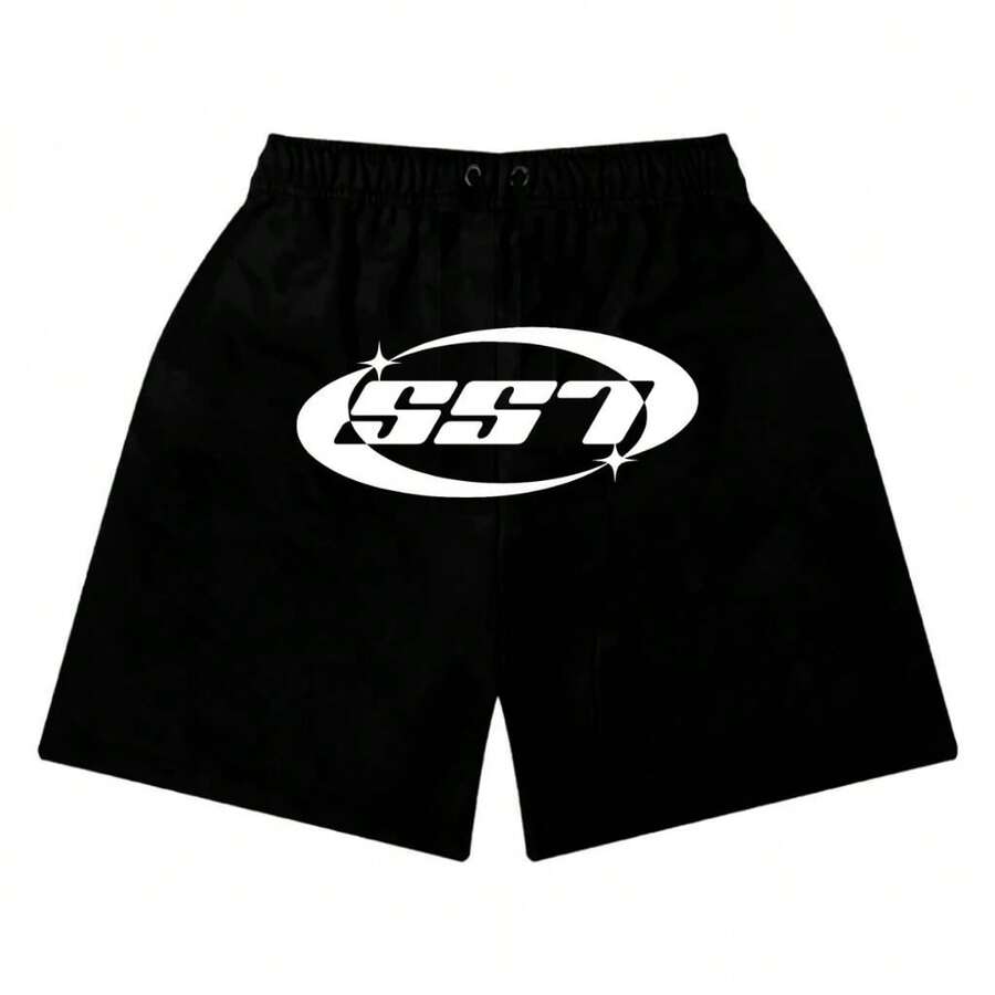 Bermuda Sweatpants Y2K SS7 Trap Streetwear 100% Cotton Shorts Men Women Unisex - 黑色 - 查看 1