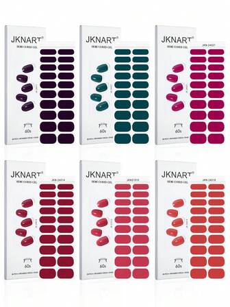 JKNART 20片半固化指甲凝胶贴纸，美甲UV凝胶贴纸，半固化指甲贴，新款半固化软凝胶指甲贴，半固化凝胶指甲贴【需要灯】