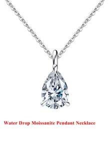 1 Stück 100% 925 Sterling Silber 14k Gold 1ct/2ct Wassertropfen Schliff Moissanit Diamant Anhänger Halskette, zeitloses Schmuckstück für Frauen, Herren Halskette für Hochzeit, Party und Bankett, 2025 Modeschmuck - Wassertropfen - Übersicht 10