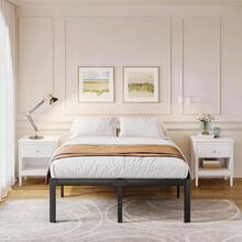 Askeld - Marco de cama tamaño King, plataforma de metal de 18 pulgadas de alto con pierna de esquina redonda, no necesita somier, base de cama resistente sin ruido, fácil de montar, negro - 14 pulgadas - Ver 9