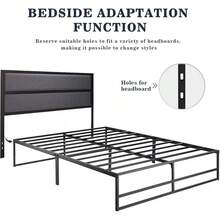 Allewie - Marco de Cama de Plataforma de Metal tamaño con Almacenamiento Debajo de la Cama de 14 Pulgadas, Soporte Fuerte de Listones de Metal, Base de colchón, no Necesita somier, Color Negro - Reina - Ver 5