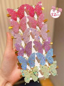 1pcs Colorful Shiny Butterfly Hair Clips, Add Charm To Your Hair, Suitable For School, Outdoor Activities, Enhance Sweet And Elegant Styling, Perfect Gift For Cute Girls, Whether For Dates, Parties Or Outings, Can Make You More Beautiful, Beach Photo Props, Butterfly Hair Clips, Girls' Favorite Things - 多色 2 - 查看 8