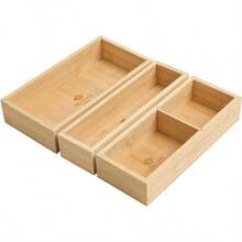 Organizador De Cubiertos Para Cajon De Bamb - Set De 3 Cajas Multifuncionales Ajustables, Para Capsulas De Caf - Porta Cubiertos De Cocina, Organizador De Lujo - 3 piezas - Ver 2