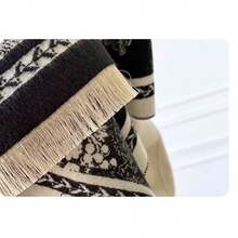 Autumn And Winter Flower Jacquard Imitation Cashmere Thickened Scarf Fashion Outdoor Style Age-Reducing Scarf - 黑色 - 查看 4