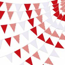 12/24/48/72 Stücke Weihnachten Rot Kariert Weiß Papier Wimpelkette Flagge Dreieck Girlande Dekoration für Hochzeit Geburtstag Karneval Weihnachten Outdoor Zuhause Feste, Weihnachtsgeschenk, Fröhliche Weihnachten, Neujahrsgeschenk 2026