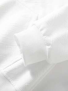 1 Set Boyfriend-Stil Herren Weiß Jacquard atmungsaktiv Fitness Gym Laufen Radfahren Lässig Sport Pullover Kapuzenpullover und Jogginghose Anzug, Herbstkleidung