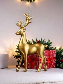 2pcs Christmas Prosperity Deer Decor, Luxury Creative Ornaments For Wine Cabinet, Living Room, Office Desk, Housewarming Gift - Multicolor - View 3