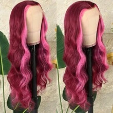 13X4 Free Part Black Green Highlights Body Wave Lace Front Wigs Pre Plucked Soft Long Wavy Hair Wigs Heat Resistant Wave Wigs Glueless Christmas Wig Long Wavy Synthetic Lace Front Wigs For Women Perfect For Daily Wear & Parties - Highlight - 查看 3