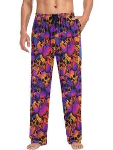 Funny Pajama Pants Mens Lounge Pants Super Soft Men Pajama Bottoms With Pockets Drawstringhalloween - Thằn lằn hoạt hình đen - Xem 7