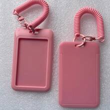 1pc Solid Color Card Holder, Macaroon Style Plastic Sliding Cover, Spring Keychain Card Pouch For Campus ID, Business Cards, Credit Cards, Bank Cards, Suitable For Students And Gifting,School Supplies,Back To School - Multicolor - View 14