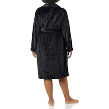 Women's MidLength Plush Robe Available In Plus Size Black 3X