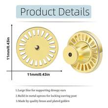 KMEOSCH Supports d'oreilles pour oreilles tombantes, supports de boucles d'oreilles en forme de cycle robuste pour soulever les boucles d'oreilles, grands supports plats de verrouillage pour un soutien lourd pour les lobes d'oreilles étirés - Rond droit - Voir 3
