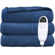 Heated Blanket Throw, 72"Lx84"W Oversized Flannel Heated Blankets, Warm And Snuggly Cozy, Auto Shut-Off 10 Hours, Machine Washable, - Màu xanh lam - Xem 9