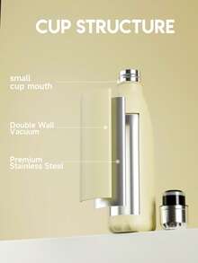 17oz/500ml Frosted Stainless Steel Sports Flask – Cola-Shaped Insulated Water Bottle, Double-Wall Leak-Proof Metal Bottle, Keeps Drinks Cold & Hot, Reusable Water Bottle for School, Gym, Travel & Sports - 米色 - 查看 3