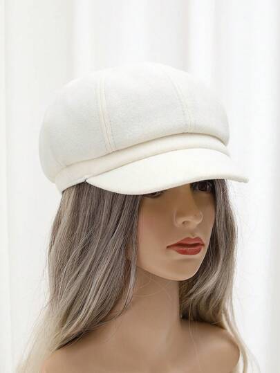 قبعة بيريه ثماني الأضلاع للنساء، دافئة وبسيطة، مناسبة للاستخدام اليومي في الشتاء والخريف، قطعة واحدة