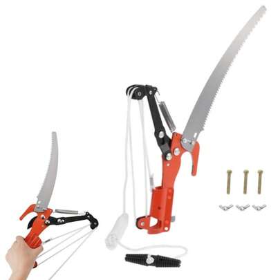 Podadora extensible de poste de árbol, 2 en 1 Tijeras de poda de ramas altas al aire libre Tijeras de podar Herramientas de jardín (tijera + sierra, sin varilla) Recortadora de árboles