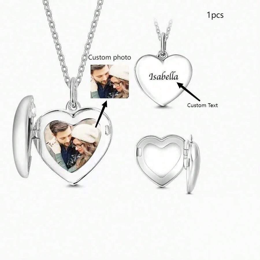 Customized Heart Pendant Stainless Steel Necklace With Photo, Photo Pendant/Picture Necklace, Anniversary Necklace, Mother's Day Gift For Mom/Grandma/Wife - Style4 - View 1