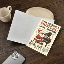 1 pezzo Biglietto di auguri musicale natalizio, Babbo Natale che suona il piano - Regalo natalizio, adatto agli amanti della musica, Natale, design rosso e bianco, include busta rossa e messaggio "Buon Natale", perfetto per celebrazioni natalizie, Biglietto di Natale | Tema musicale | Illustrazione dettagliata, Biglietto di Natale