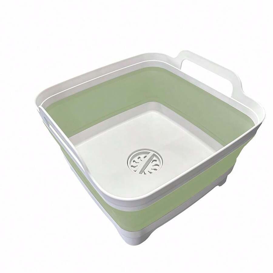 9L (2.4Gal) Dish Basin Collapsible With Drain Plug , Space Saveing Kitchen Storage Tray Dish Wash Basin, Portable Dish Tub, Foldable Dishpan For Camping ,RV,Green{"Color_name":"LightGreen"} - 淺綠色 - 查看 1