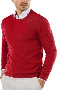 Men's Crew Neck Sweater Slim Fit Lightweight Sweatshirts Knitted Pullover For Casual Or Dressy Wear - 紅色 - 查看 8