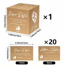 51件套尿布抽奖券游戏套装，含精美礼盒 - 50张双面印刷趣味婴儿派对游戏券 + 1个抽奖券游戏盒 - 非常适合性别揭晓派对 - 趣味餐桌装饰品，男孩/女孩婴儿派对奖品，婴儿派对装饰