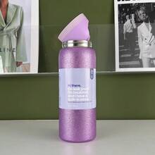 32oz Straw Insulated Water Bottle Double-Layer Stainless Steel Vacuum Thermal Mug For Sport And Travel - Shimmering Purple-32oz - 查看 2