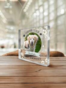 Bloque de foto de acrílico con retrato personalizado de perro, regalos conmemorativos personalizados de perro, regalos de condolencia por la pérdida de un perro, regalos de recuerdo de perro, ornamental, elegante, de moda, colorido, vintage, lindo, sencillo, lindo, personalizado, único, personalizado, mascotas personalizadas, suministros para mascotas personalizados, fácil de usar, suministros para mascotas, accesorios de Halloween 2025, personalizado con el nombre de la mascota, diseño juguetón de mascotas, organizador de viaje - Beis - Ver 9