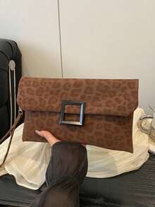 Bolso de mano de mujer, bolso cuadrado pequeño con estampado de leopardo de moda, bolso de solapa - Multicolor - Ver 13