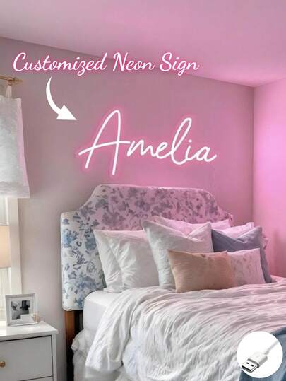 Customizable Dimmable LED Neon Light, Room Decor, Personalized Wedding Neon Sign, Valentine's Day Gift, Holiday Neon Light, Home Decor, Wedding Backdrop, USB Powered. Romantic Home Decoration, Perfect For Wall Decor, Christmas, Halloween, Party, Thanksgiving, Bar, Bedroom, Elegant Living, Art Living