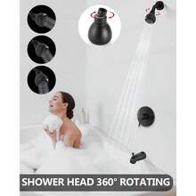 Shower Trim Kit Bathtub Shower Faucet SetVae Included With Shower Head SingleHandle Tub Shower Kit Matte Black - MatteBlack - View 3