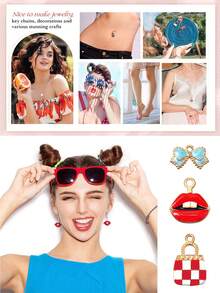 Set da 10/20 pezzi di charm smaltati per bracciali, realizzazione di gioielli da donna, orecchini, rossetti, ciondoli a forma di tacco alto, designer, portafoglio, fiocco, articoli placcati oro per fai-da-te, decorazione di collane e telefoni