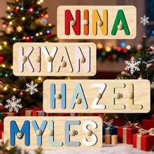 1pc Customized Name Puzzle, Personalized 3D Letter Puzzle And Wooden Name Puzzle. Ideal Gift For Baby Boys Or Baby Girls, Suitable For Birthday, Christmas, Anniversary! - Blue-brown With Nails - View 6