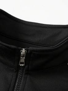 Men's Fashion Versatile Half-Zip Stand Collar Sweatshirt And Contrast Side Stripe Elastic Waist Straight Leg Pants Outdoor Casual Sports Tracksuit Set, Spring/Autumn - Black - View 3