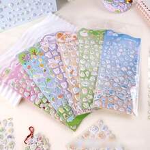 Pegatinas 3D de dibujos animados lindos, pegatinas 3D de estilo japonés adorables con burbujas, pegatinas de diario creativas en relieve, pegatinas decorativas hechas a mano con gemas de cristal de diamante, regalo de Navidad/Acción de Gracias/cumpleaños para niños