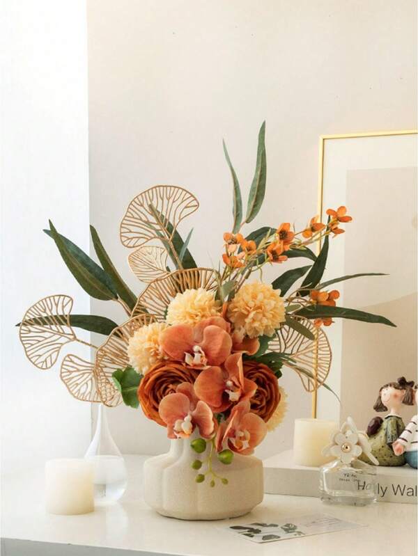 Christmas Artificial Butterfly Orchid Luxury Decor, Designer Original Floral Arrangement For Living Room, Dining Table, Entryway