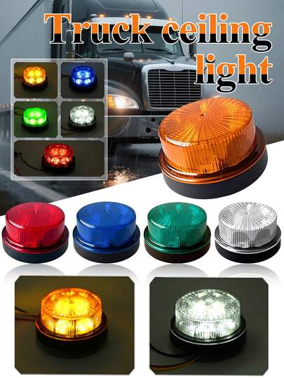 12V 24V Bil LED Strobe Roterande Varningsljus Blinkande Nödljus Skåpbil Lastbil Sidoljus Indikationsljus (Ej Batteridriven)