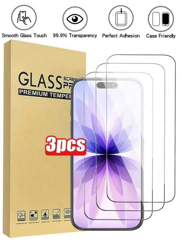 3 Packs Tempered Screen Protectors For IPhone 17/17 Pro Max/17 Pro/17AIR/16PROMAX/16PRO/16/16PLUS/15PROMAX/15/15PRO/15PLUS/14/13/12/11 Screen Protector, Double-Layer Shatterproof Tempered Glass [Easy To Install Frame] [9H Hardness] [99.99% HD Clarity] [Compatible With IPhone 6.3-Inch