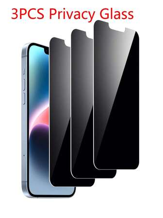 3pcs Anti-Spy Tempered Glass Screen Protector Compatible With IPhone 14 6.1", 13/13 Pro 6.1", 15/15 Pro Max, 16/16 Pro/16 Pro Max, 17/17 Pro/17 Pro Max, Air