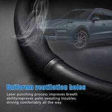 Funda para Volante en Forma de D, Funda para Volante de Coche, 15 Pulgadas de Fibra de Carbono de Microfibra de Piel sinttica, con 1 pcs Toallas de Limpieza de Microfibra A