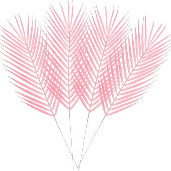 1/5/10/20 Pieces, 20.8 Inch Pink Artificial Palm Leaves, Fake Tropical Large Palm Leaves, Suitable For Spring Decoration, Palm Flower Arrangement, Wedding, Birthday, Room Decoration, Home Decoration, Hawaiian Party, Jungle Beach Theme Party Decoration, Valentine's Day, Graduation Gift Christmas Decorations Christmas
