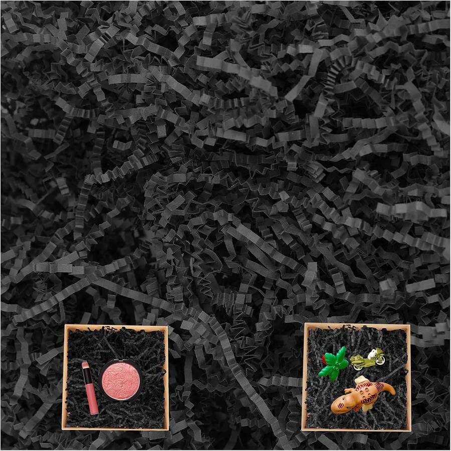 450g Crinkle Paper Filler, Papel Rallado Para Cestas De Regalo, Papel Rallado Para Cumpleaños, Bodas, Cajas, Bolsas, Relleno de Cestas, Aniversarios, Envoltura de Regalos (negro) - Negro - Ver 1