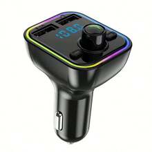 Transmisor para Auto con Pantalla LED FM Bluetooth 2 Puertos USB y Reproducción MP3 Compatible con Tarjeta TF Transmisor Bluetooth para Coche con LED RGB - Negro - View 2