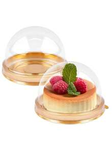 50pcs Mini Cake Boxes, Transparent Plastic Small Cupcake Boxes With Round Dome Lids, Sets Of Thickened Round Egg Yolk Pastry Packaging Boxes With Lid And Bottom Dessert Cake Tray Single Dessert Transparent Packaging Box