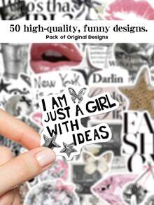 YWWBLD 50 piezas Pegatinas plateadas de "Chica Afortunada" para regalos de fiesta, decoración del hogar, recompensa escolar, regalo de cumpleaños, decoración, scrapbooking, laptop, maleta, guitarra, vaso de agua, funda de teléfono, manualidades DIY