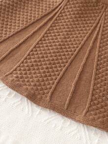 2pcs Girls Rabbit Knitted Cardigan & Skirt Set, Cute Winter Outfit For Young Girl - Beige - View 8