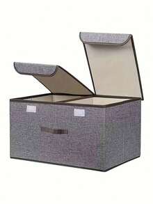 1/3 صندوق تخزين قابل للطي محمول، مناسب لتخزين الملابس والأغراض المنزلية والوجبات الخفيفة، تصميم قسم ثنائي الاستخدام، صندوق تخزين متعدد الوظائف ذو سعة كبيرة