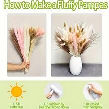 55pcs Boho Chic Artificial Pampas Grass & Rabbit Tail Decor Set - Perfect For Home, Office, Weddings | Versatile Linen Bouquet In Assorted Colors For Christmas, Mother's Day, Graduation - Multicolor - View 4