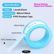 1/5/10卷装聚四氟乙烯（PTFE）管道密封胶带，防水胶带，螺纹密封胶带，淋浴喷头密封胶带，白色 - 彩色 - 查看 19